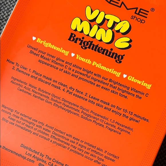 The Crème Shop Vitamin C Brightening Sheet Mask Set of 5 NIB - Picture 4 of 6